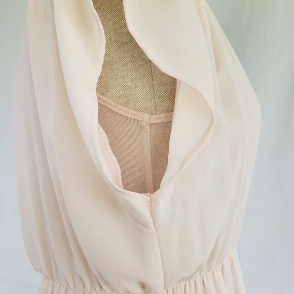 Lush Dress Womens XS Beige Cream Fit & Flare Empire Waist Lightweight V Neck - Picture 13 of 13